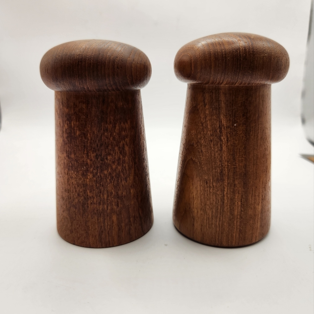 Vintage Teak Mid Century Modern Wood Salt & Pepper Shakers